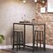 Set of 2 Counter Height Bar Stools, Round Seat, Metal Frame, Greige